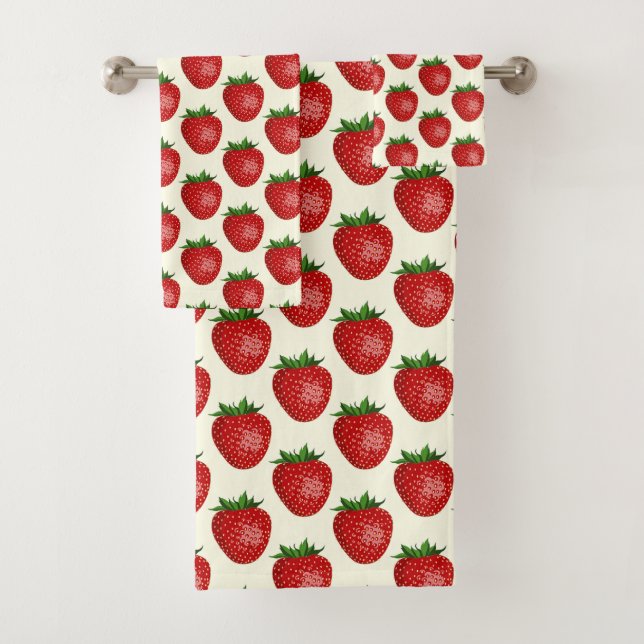 Patrón de fresa, fresas rojas, frutas, hojas (In situ)