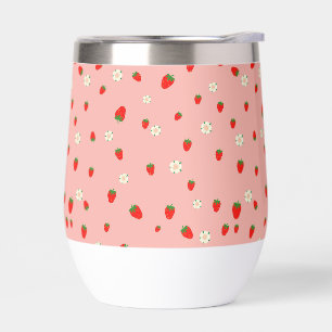 Patrón de fresas y flores