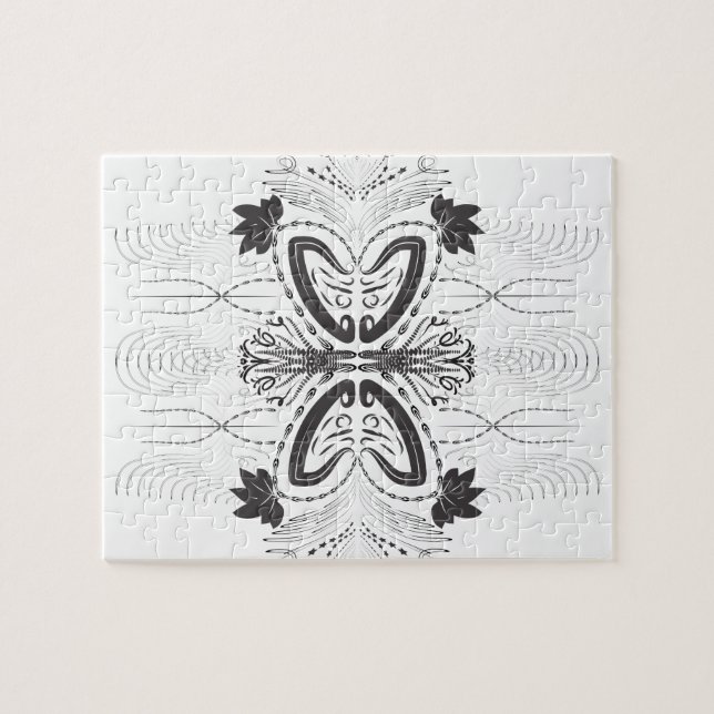 Patrón de frontera artística creativo rompecabezas (Horizontal)