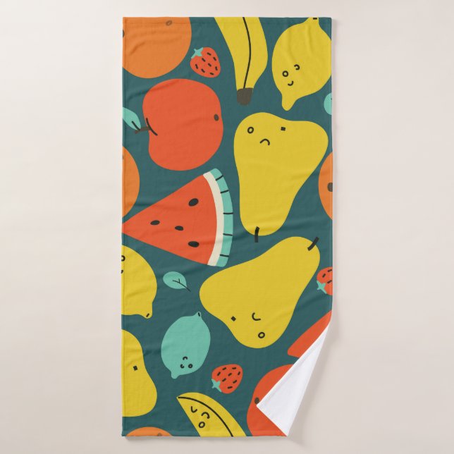 Patrón de fruta tropical dibujado a mano (Toalla de baño)