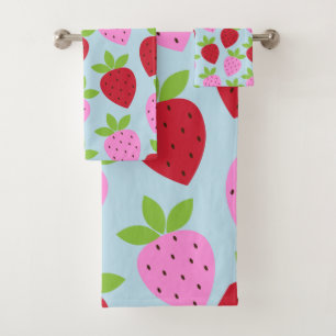 Patrón de frutas de fresa retro fino Azul rojo ro
