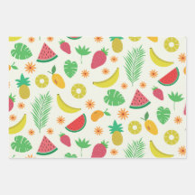 Patrón de frutas de verano y hojas tropicales lind