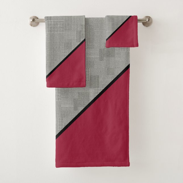 Patrón de gallos, franjas negras, borgoña (In situ)