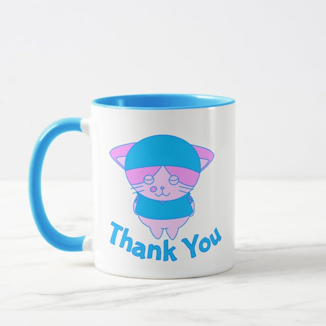 Patrón de gato azul lindo Café y tazas (Izquierda)