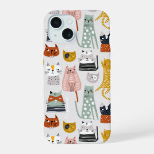 Patrón de gato dibujado a mano adorable