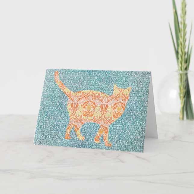 Patrón de gato en la tarjeta de nota de arte de pa (Anverso)
