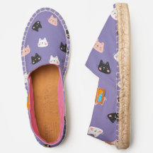 Patrón de gato Mujeres de tela púrpura Espadrilles