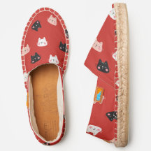Patrón de gato Mujeres Rojas Canvas Espadrilles Za