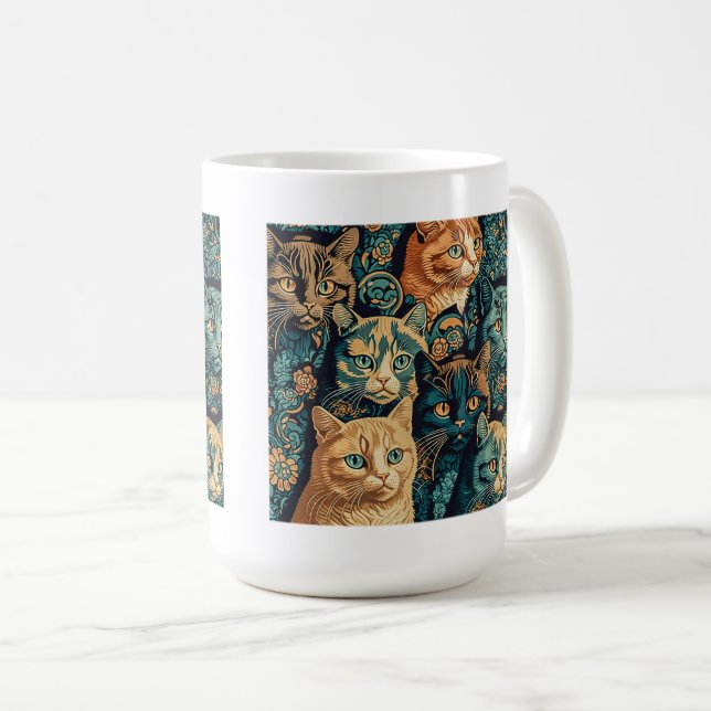 Patrón de gato: taza clásica de 15 oz (Anverso derecho)