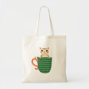Patrón De Gato Y Taza Bolsas De Toque