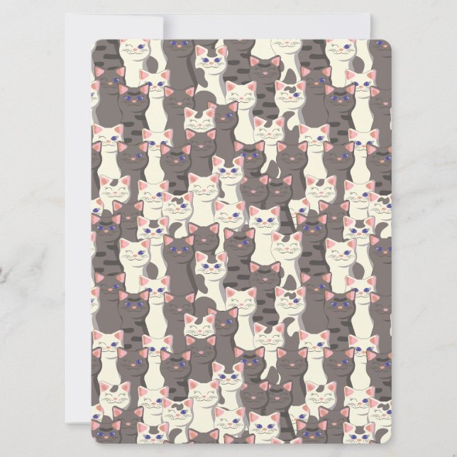 Patrón de gatos blancos y grises (Anverso)