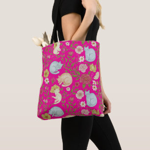 Patrón de gatos florales Reutilizable Bolsa de tet