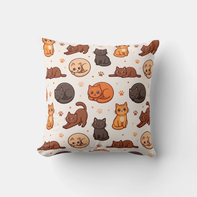 Patrón de gatos lindos estético Almohada de gatito (Anverso)