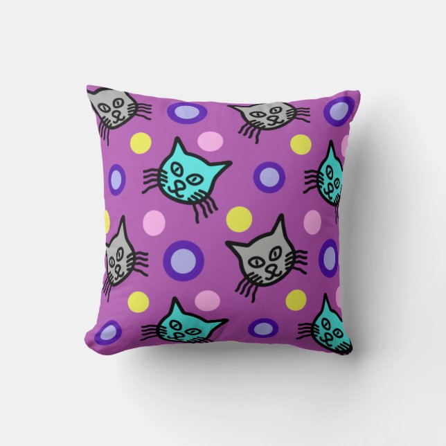 Patrón de gatos pequeños en Cojín decorativo viole (Anverso)