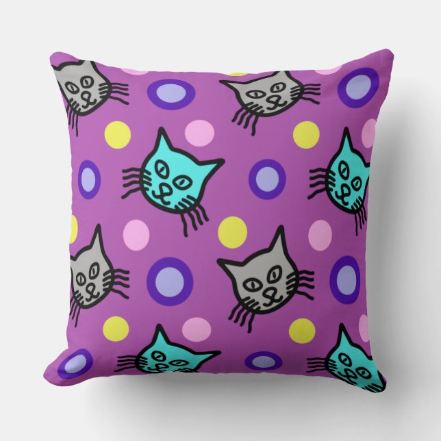 Patrón de gatos pequeños en Cojín decorativo viole (Anverso)