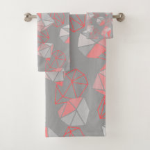 Patrón de gemas modernos gris y coral