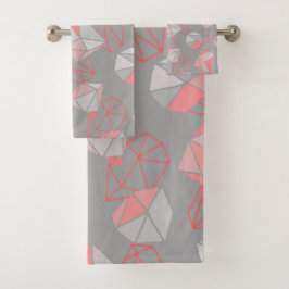 Patrón de gemas modernos gris y coral