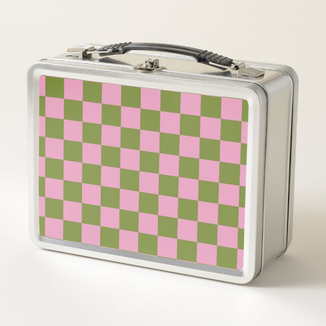 Patrón de gingham a cuadros rosa verde (Anverso)