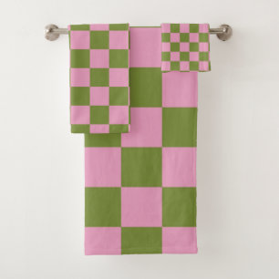 Patrón de Gingham de color verde rosa