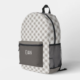 Patrón de Gingham Gris Clásico Bolsas Personalizad