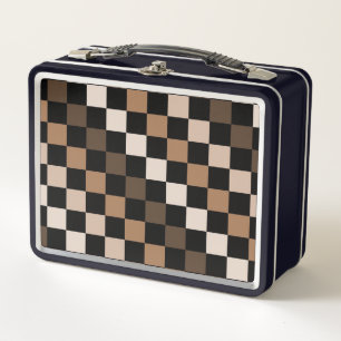 Patrón de Gingham negro negro marrón