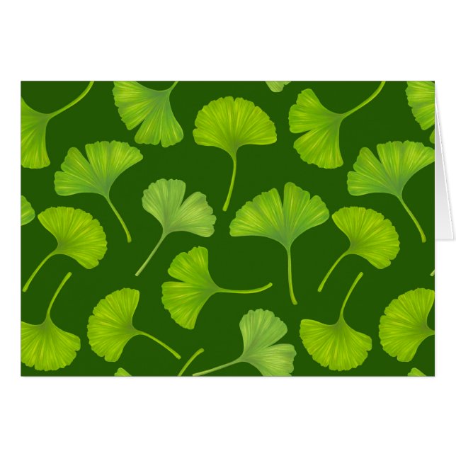 Patrón de Ginkgo en verde oscuro (Anverso (Horizontal))