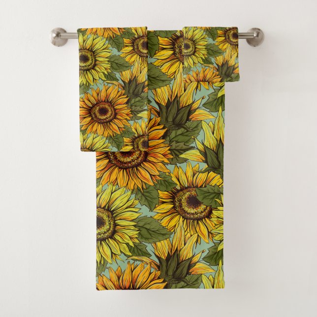 Patrón de girasol con oliva en fondo sabio (In situ)