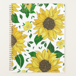 Patrón de Girasol de Acuarela para Planificador