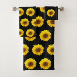 Patrón de girasol sobre negro