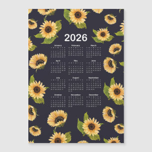 Patrón de girasoles acuarela del calendario 2026