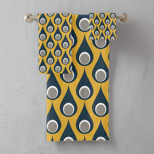 Patrón de gotas geométricas mostaza marina retro (Subido por el creador)