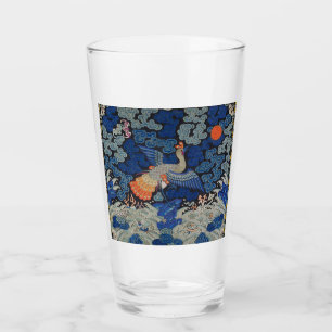 Patrón de grulla china vintage: azul imperial