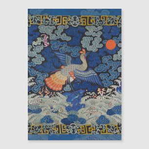 Patrón de grulla china vintage: azul imperial