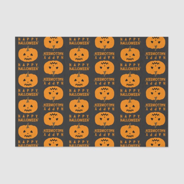 Patrón de Halloween con papel de tejido de calabaz (Anverso)