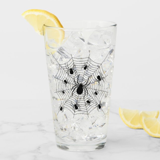 Patrón de halloween de arañas blancas negras (Anverso (hielo))