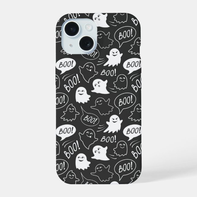Patrón de Halloween de Doodle Cute de B&W (Reverso )