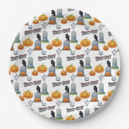 Patrón de Halloween en platos de papel