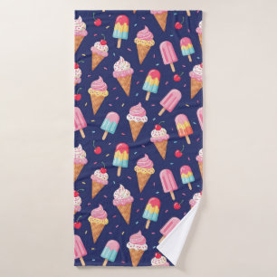Patrón de helado, paletas y cerezas