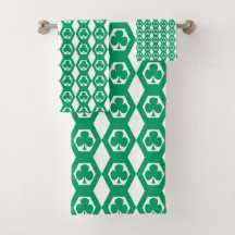 Patrón de Hexágono Blanco Verde Trébol