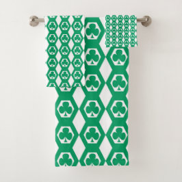 Patrón de Hexágono Blanco Verde Trébol