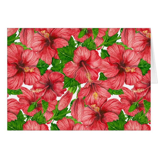 Patrón de hibiscos rojos II (Anverso (Horizontal))