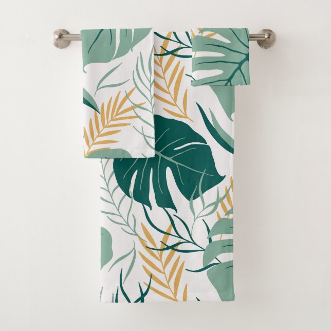 Patrón de hoja de Monstera floral verde tropical a (In situ)