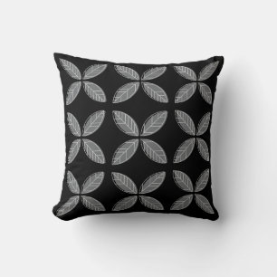 Patrón de hoja gris - Cojín decorativo poliéster