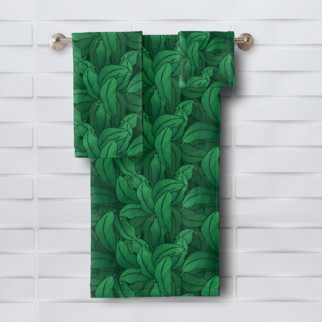 Patrón de hoja tropical (Tropical Leaf Pattern Bath Towel Set (white on reverse), buy pieces separately, too.)