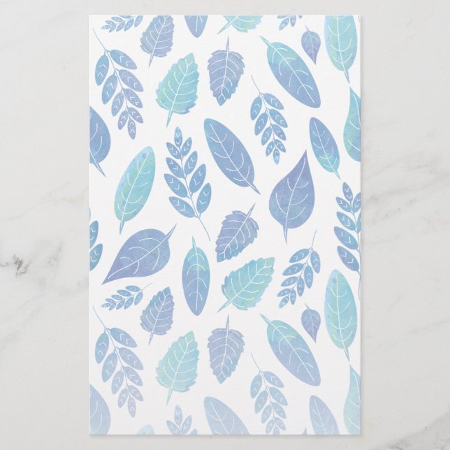 Patrón de hojas de color azul (Anverso)