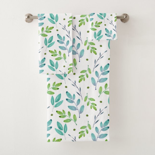 Patrón de hojas de color verde, Verde azulado mixt (In situ)