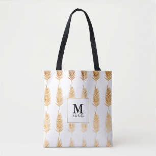Patrón de hojas de oro Monograma Bolsa de toga