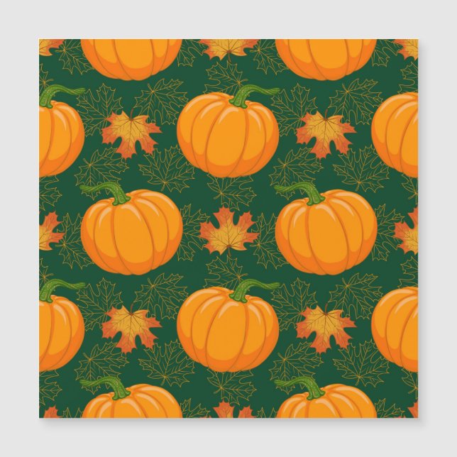 Patrón de Hojas de Otoño de Calabaza Naranja (Anverso)