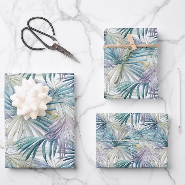 Patrón de hojas de palma de papel de impresión más (Anverso)