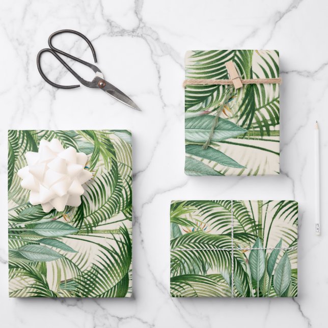 Patrón de hojas de palma exuberante tropical (Anverso)